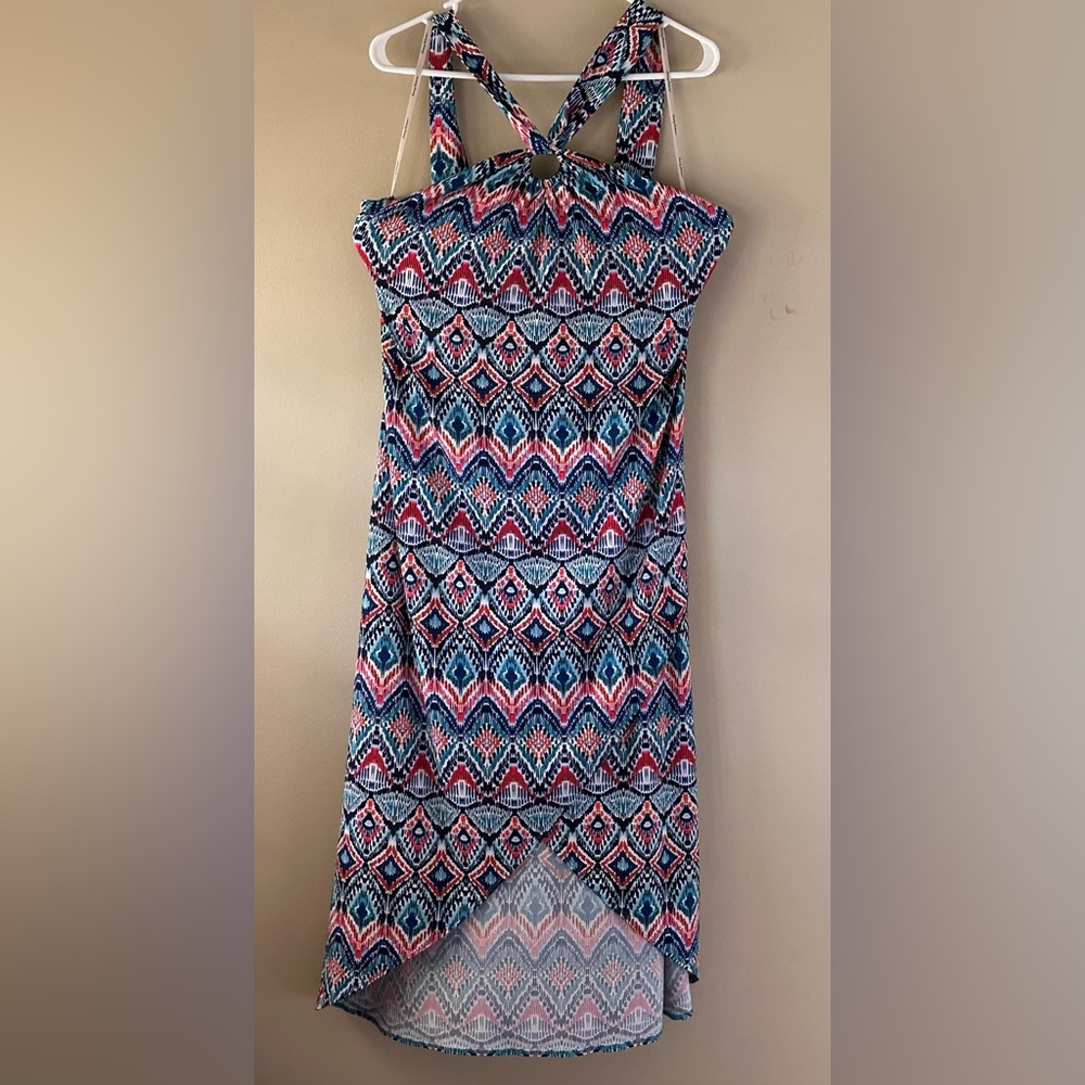 Like new Tommy Bahama hi/low sleeveless maxi dress with ring front detail